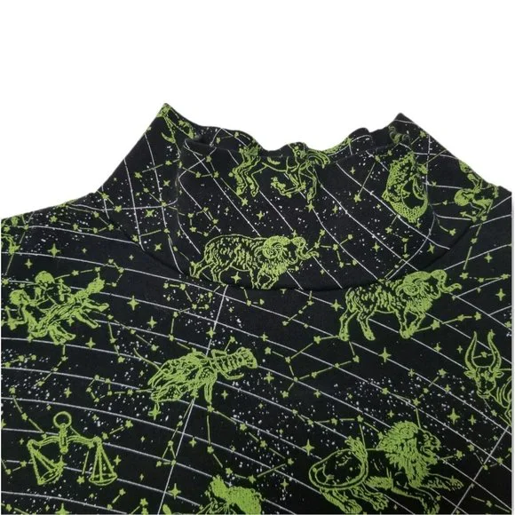 Dolls Kill Horoscopez Constellation Mini Dress Short Sleeve Mock Neck Zodiac - Picture 6 of 9